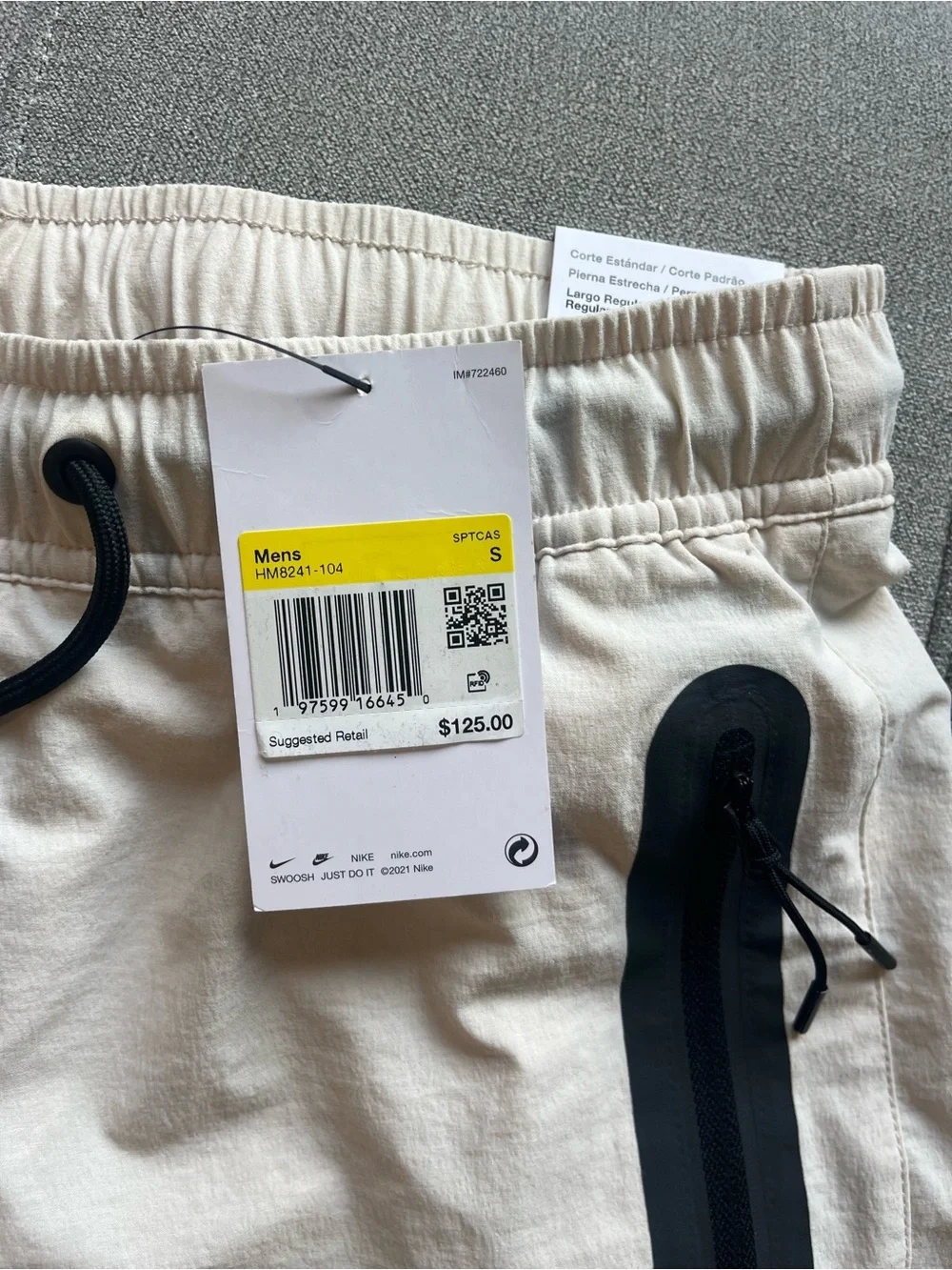 NWT $125 Nike Men's Tech Woven Pants Lightweight Light Orewood Men’s Small